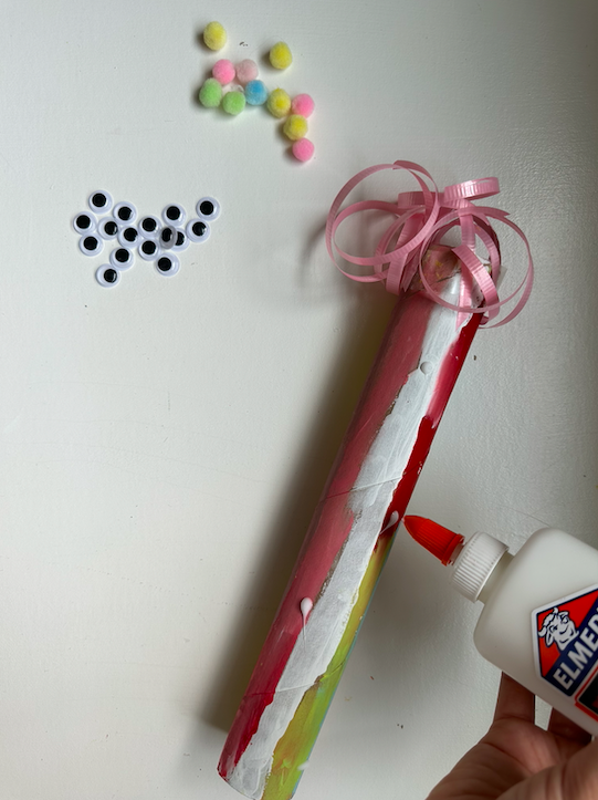 art supplies for painted cardboard wand.