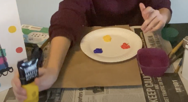 Paint dots on a plate.