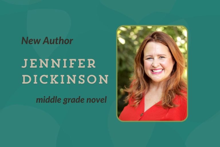 New author book deal, Jennifer Dickinson banner image of woman smiling in photo.